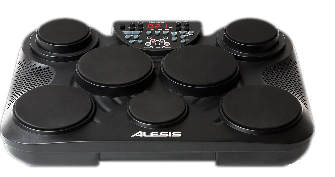 Alesis CompactKit 7 Portable 7-Pad Tabletop Electronic Drum Kit with Drumsticks & Footswitch Pedals